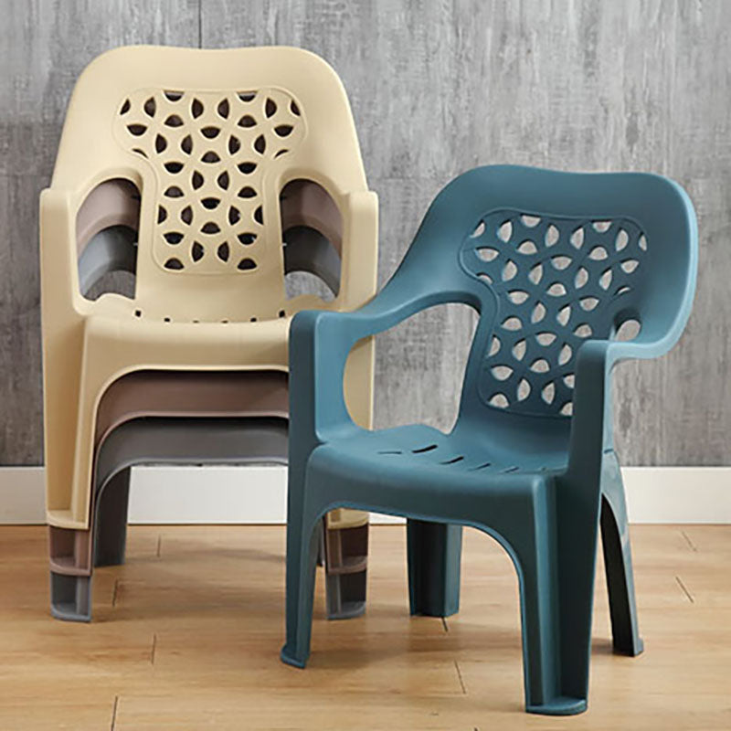Minimalist Style Stacking Dining Arm Chairs Plastic Open Back Dining Side Chair for Home Use