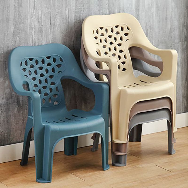 Minimalist Style Stacking Dining Arm Chairs Plastic Open Back Dining Side Chair for Home Use