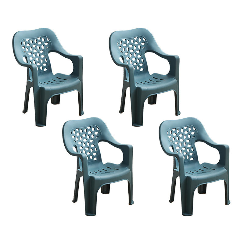 Minimalist Style Stacking Dining Arm Chairs Plastic Open Back Dining Side Chair for Home Use