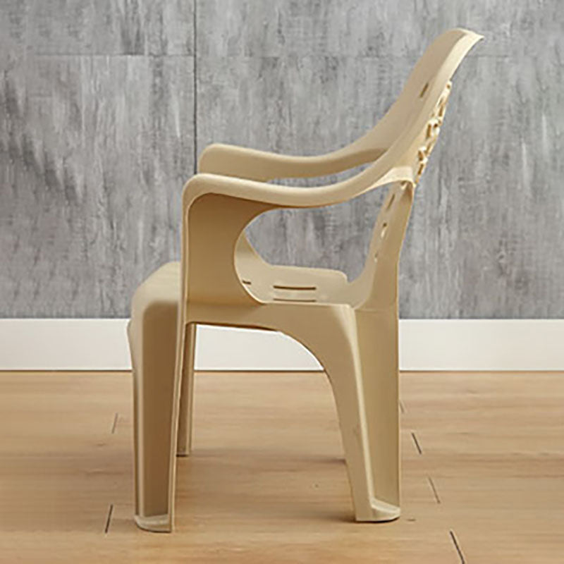 Minimalist Style Stacking Dining Arm Chairs Plastic Open Back Dining Side Chair for Home Use