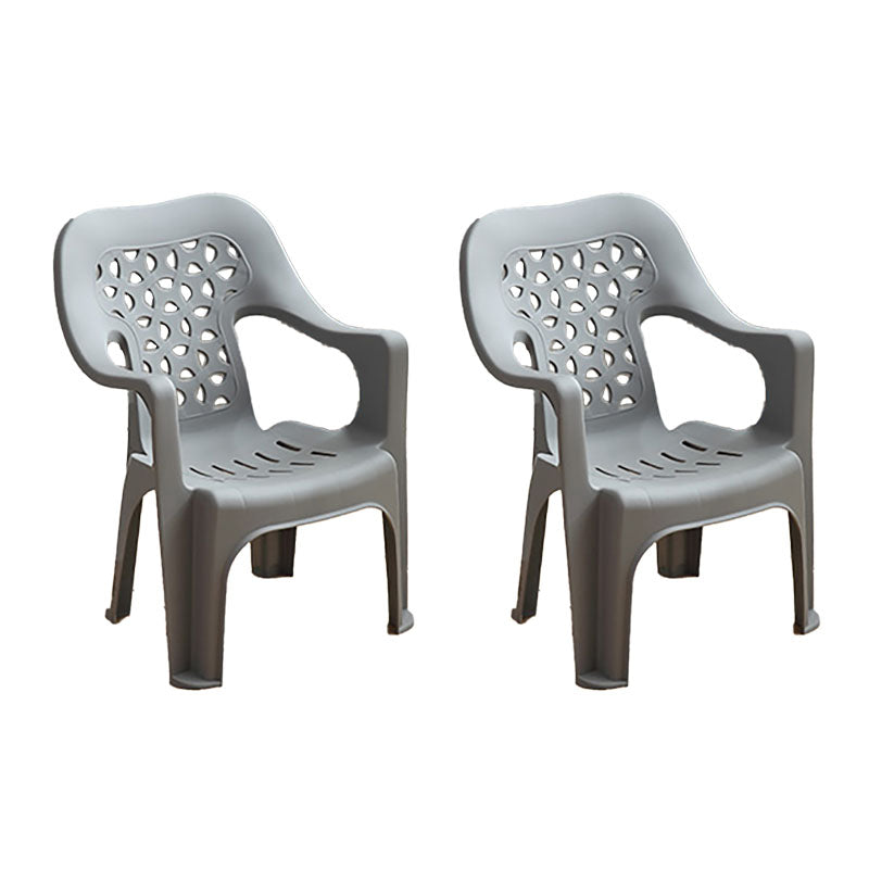Minimalist Style Stacking Dining Arm Chairs Plastic Open Back Dining Side Chair for Home Use