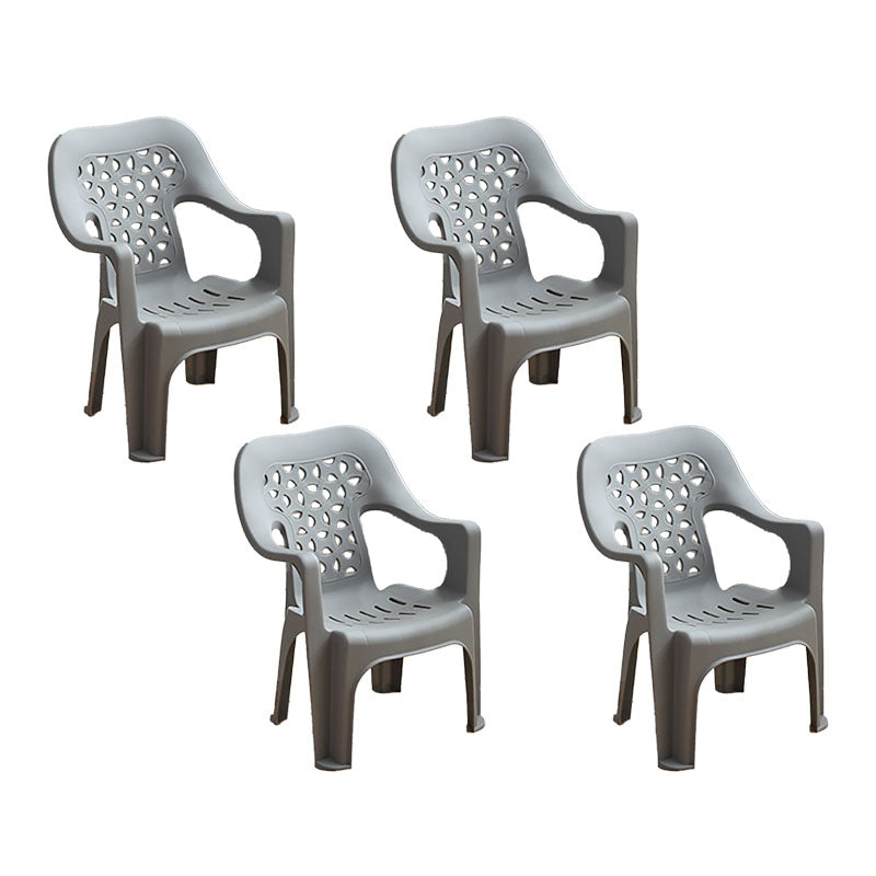 Minimalist Style Stacking Dining Arm Chairs Plastic Open Back Dining Side Chair for Home Use