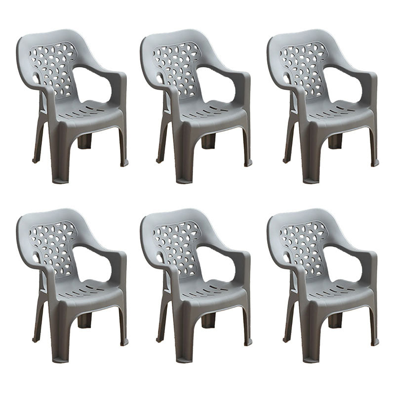 Minimalist Style Stacking Dining Arm Chairs Plastic Open Back Dining Side Chair for Home Use