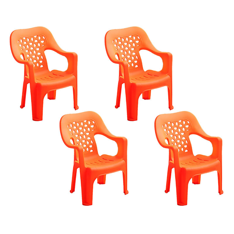 Minimalist Style Stacking Dining Arm Chairs Plastic Open Back Dining Side Chair for Home Use