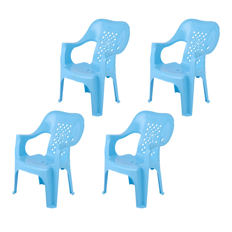 Minimalist Style Stacking Dining Arm Chairs Plastic Slat Back Dining Side Chair for Home Use