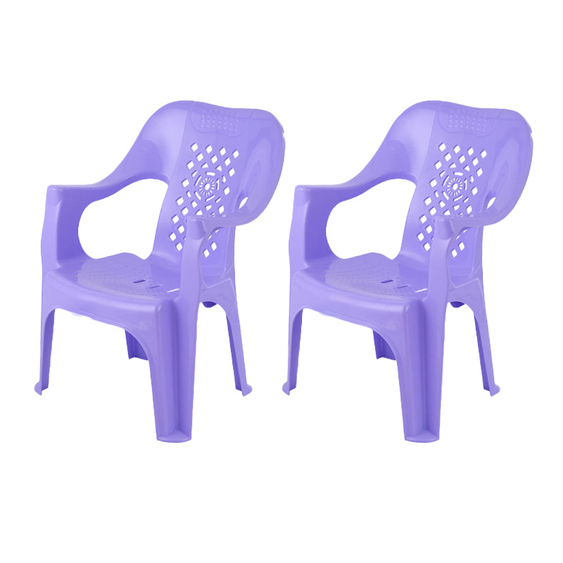 Minimalist Style Stacking Dining Arm Chairs Plastic Slat Back Dining Side Chair for Home Use