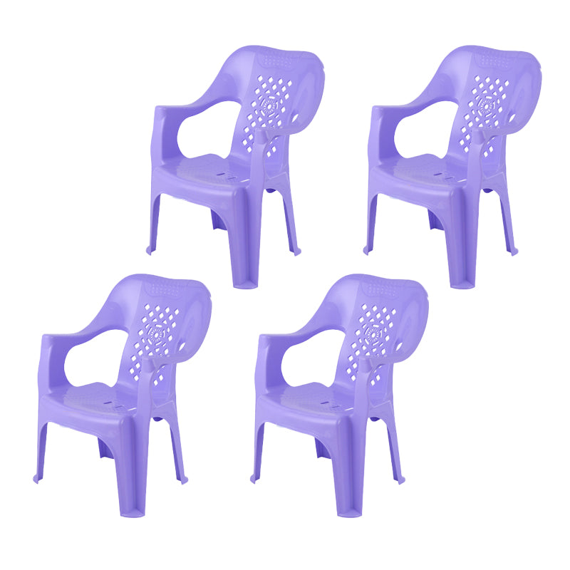 Minimalist Style Stacking Dining Arm Chairs Plastic Slat Back Dining Side Chair for Home Use