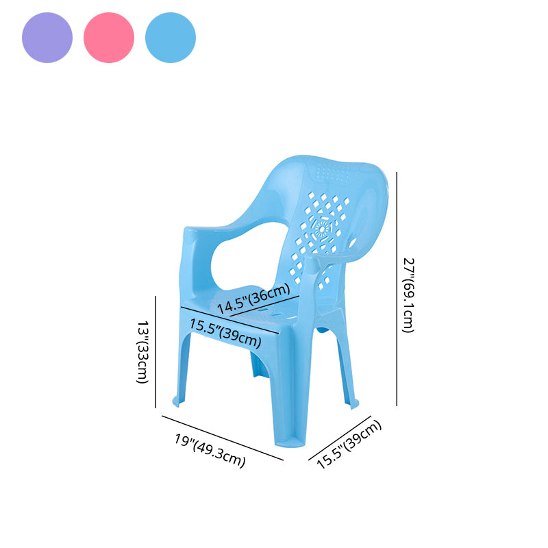 Minimalist Style Stacking Dining Arm Chairs Plastic Slat Back Dining Side Chair for Home Use