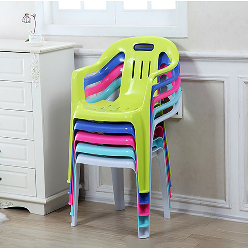 Sillas de comedor apilables de estilo minimalista, respaldo de listón de plástico, silla lateral para el hogar