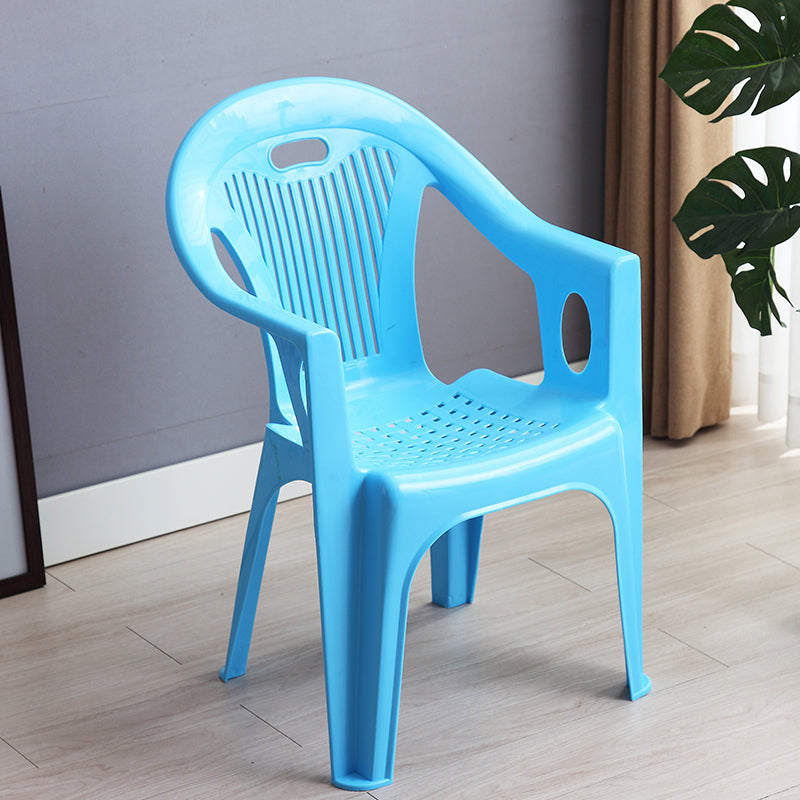 Contemporary Style Slat Back Stacking Side Chair Plastic Dining Arm Chairs