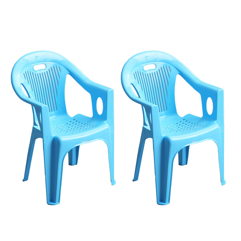 Contemporary Style Slat Back Stacking Side Chair Plastic Dining Arm Chairs