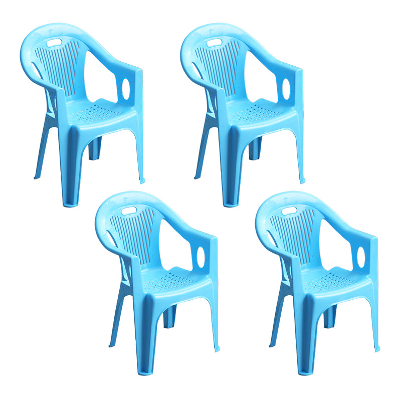 Contemporary Style Slat Back Stacking Side Chair Plastic Dining Arm Chairs