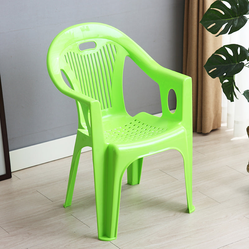 Contemporary Style Slat Back Stacking Side Chair Plastic Dining Arm Chairs