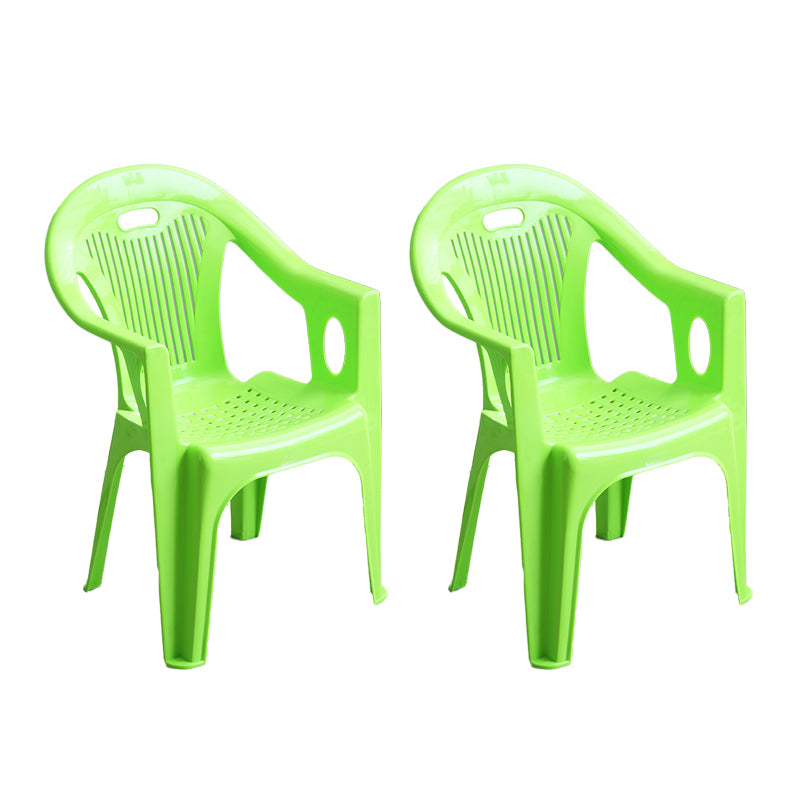 Contemporary Style Slat Back Stacking Side Chair Plastic Dining Arm Chairs