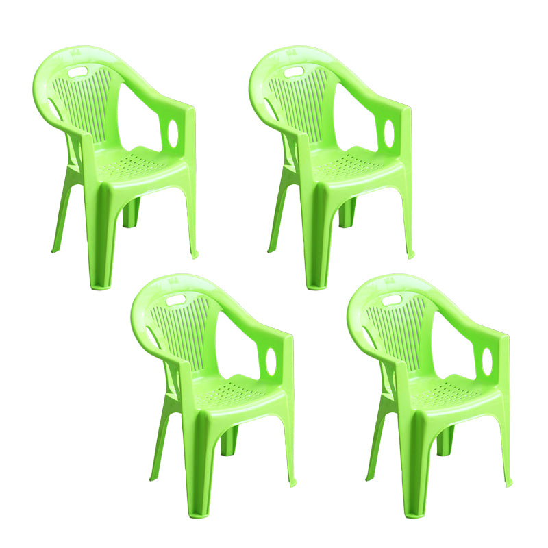 Contemporary Style Slat Back Stacking Side Chair Plastic Dining Arm Chairs