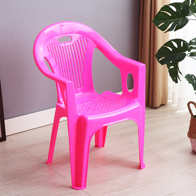 Contemporary Style Slat Back Stacking Side Chair Plastic Dining Arm Chairs
