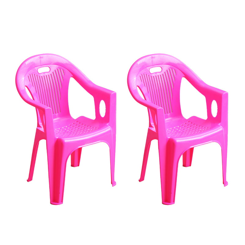 Contemporary Style Slat Back Stacking Side Chair Plastic Dining Arm Chairs
