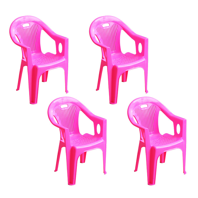 Contemporary Style Slat Back Stacking Side Chair Plastic Dining Arm Chairs
