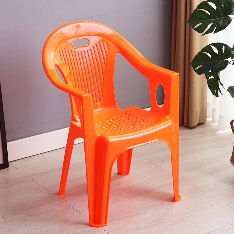 Contemporary Style Slat Back Stacking Side Chair Plastic Dining Arm Chairs
