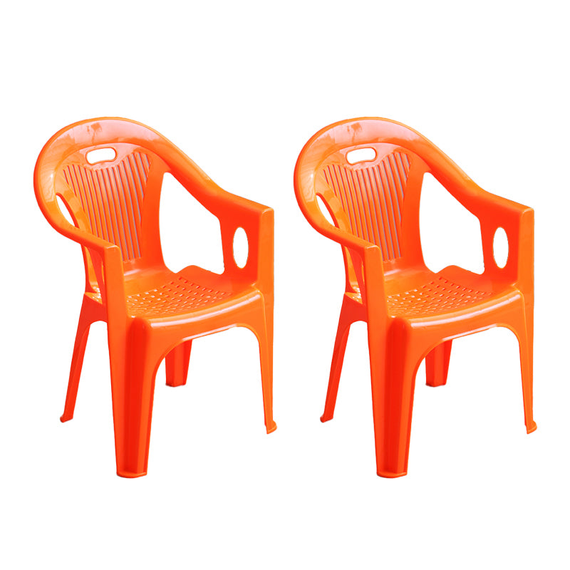 Contemporary Style Slat Back Stacking Side Chair Plastic Dining Arm Chairs