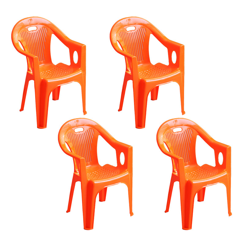 Contemporary Style Slat Back Stacking Side Chair Plastic Dining Arm Chairs
