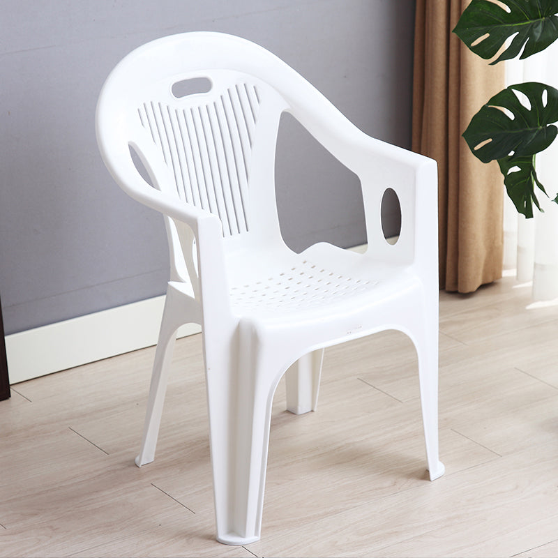 Contemporary Style Slat Back Stacking Side Chair Plastic Dining Arm Chairs