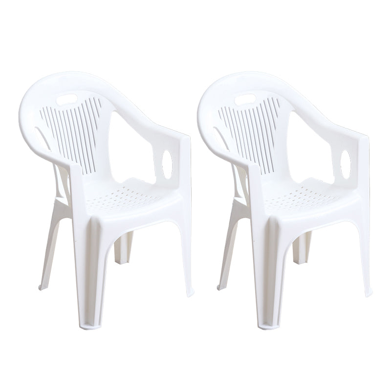 Contemporary Style Slat Back Stacking Side Chair Plastic Dining Arm Chairs