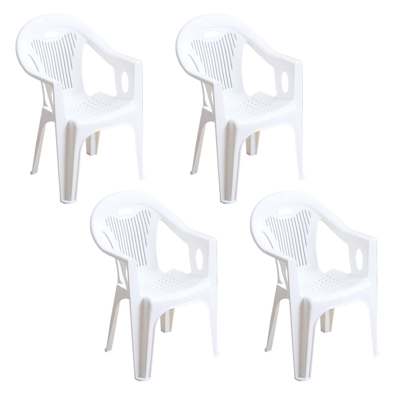 Contemporary Style Slat Back Stacking Side Chair Plastic Dining Arm Chairs