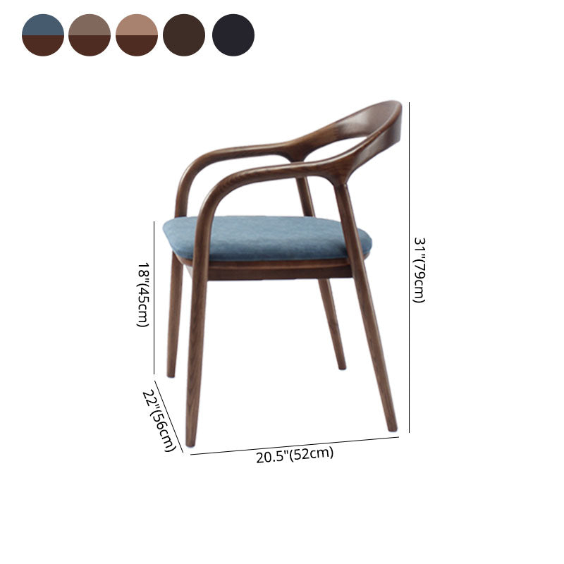Silla tradicional de madera maciza con respaldo, juego de sillas con brazos y respaldo abierto para comedor y cocina