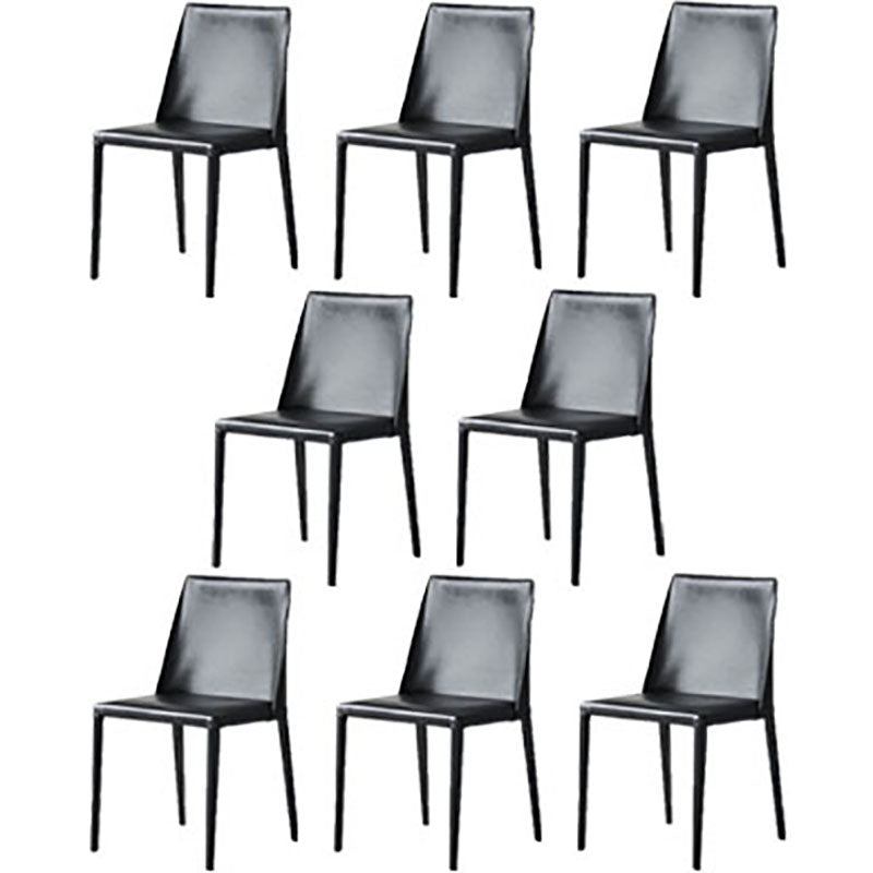 Contemporary Leather Chairs Set Kitchen Dining Room Solid Back Side Chair