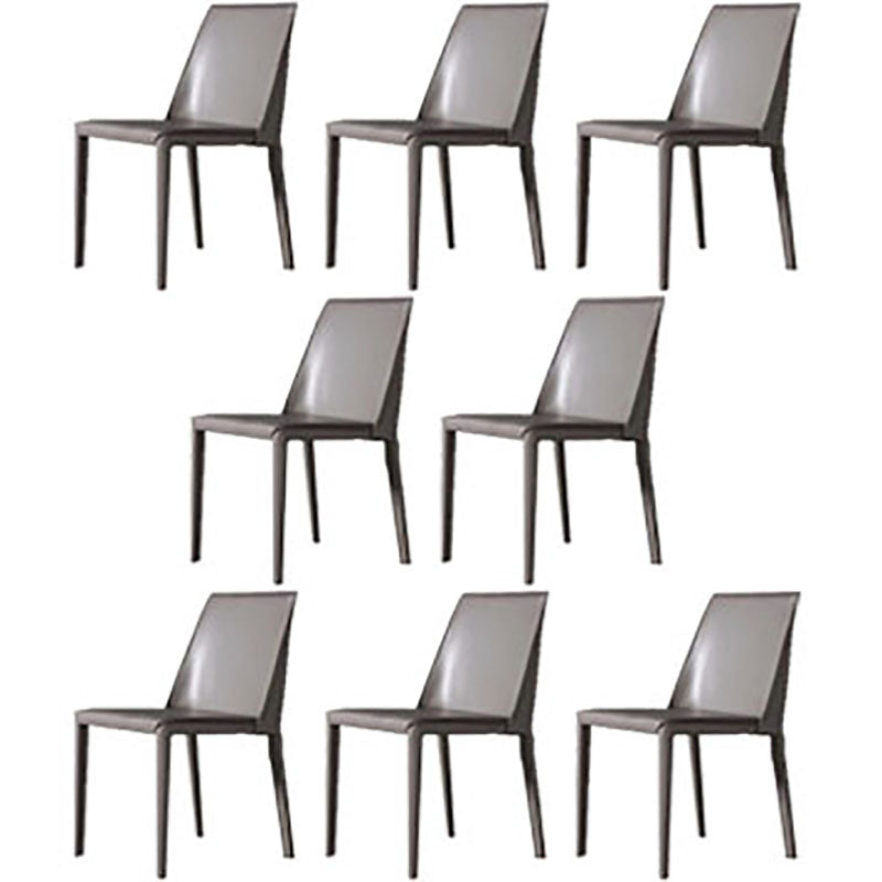 Contemporary Leather Chairs Set Kitchen Dining Room Solid Back Side Chair