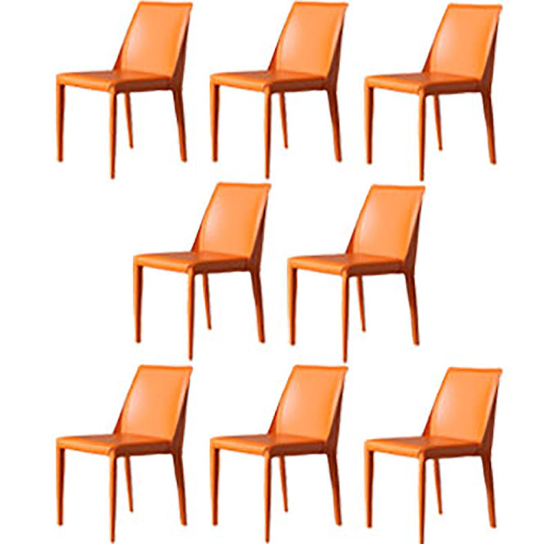 Contemporary Leather Chairs Set Kitchen Dining Room Solid Back Side Chair