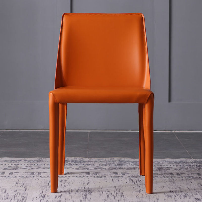 Contemporary Leather Chairs Set Kitchen Dining Room Solid Back Side Chair