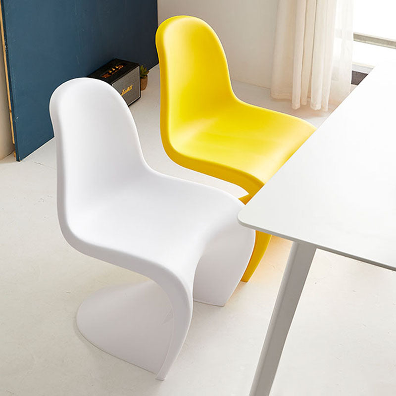 Contemporary Style Plastic Dining Armless Chair Stacking Solid Back Dining Chair
