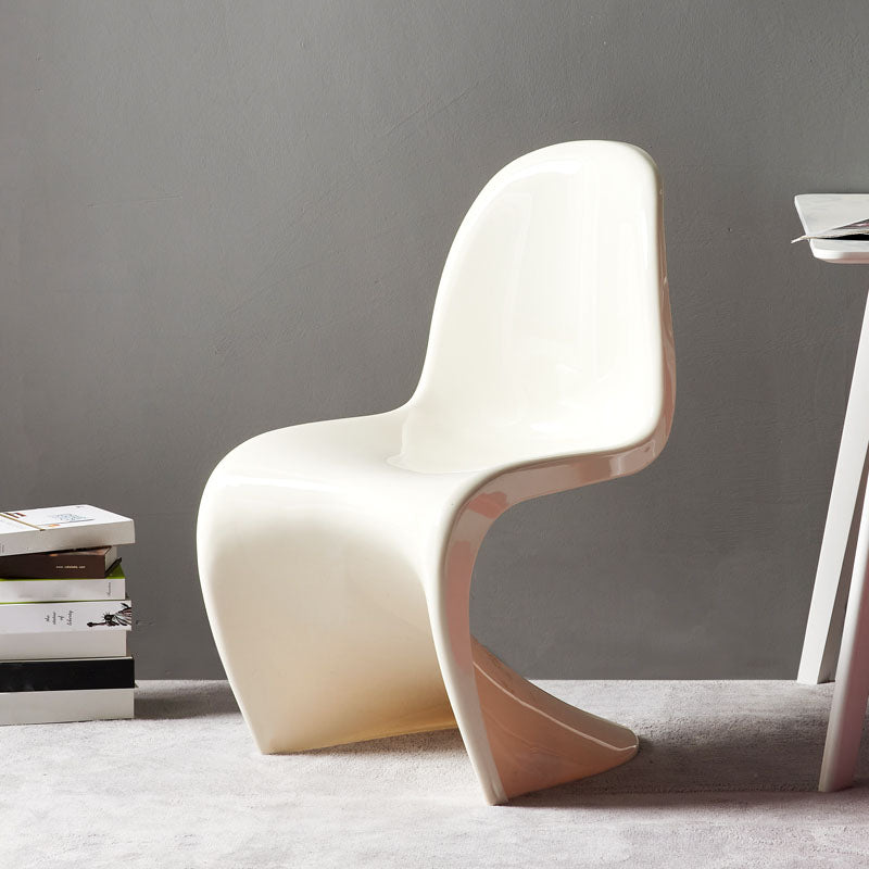 Contemporary Style Plastic Dining Armless Chair Stacking Solid Back Dining Chair