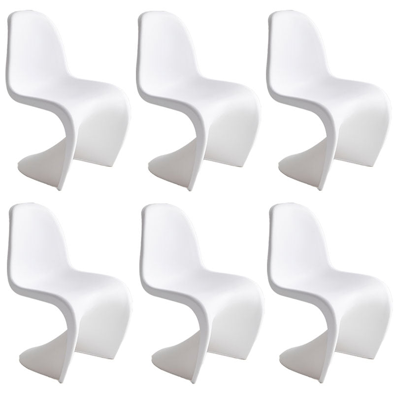 Contemporary Style Plastic Dining Armless Chair Stacking Solid Back Dining Chair