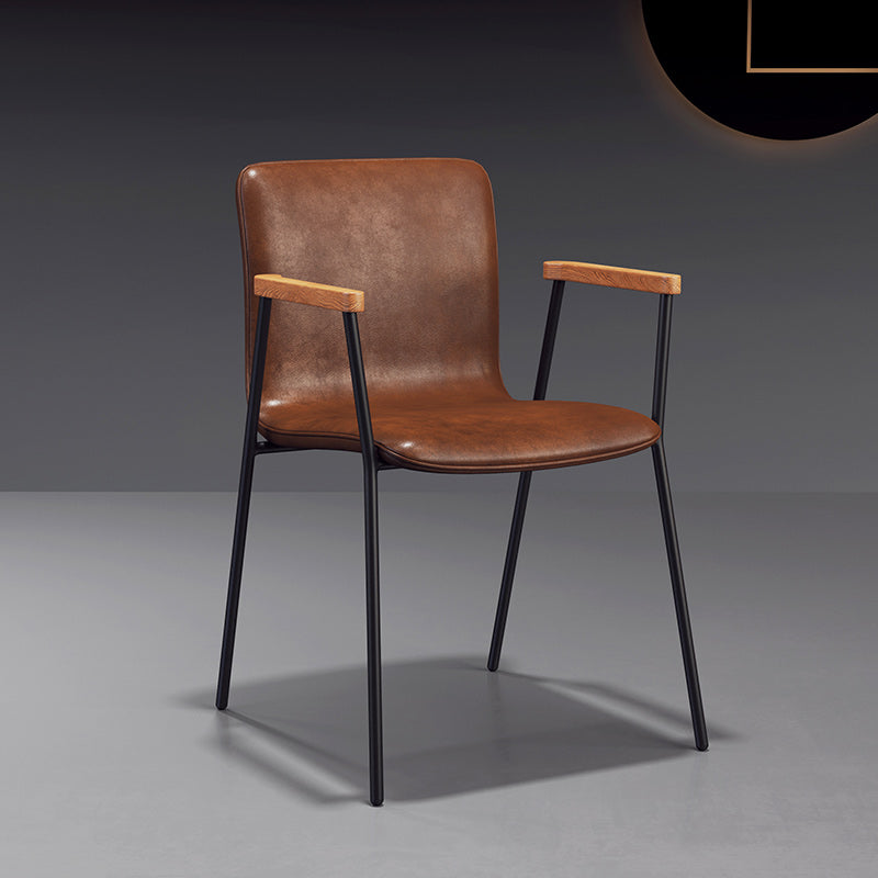 Fauteuil de salle à manger en cuir industriel, finition mate, chaise de salle à manger à dossier solide