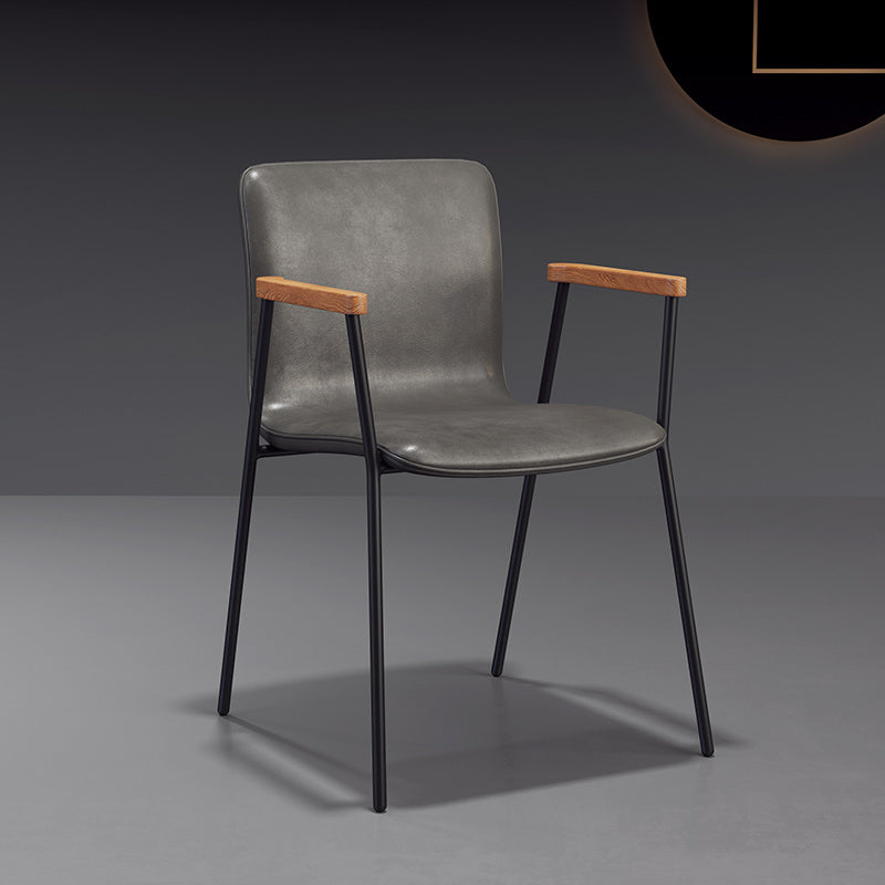 Fauteuil de salle à manger en cuir industriel, finition mate, chaise de salle à manger à dossier solide