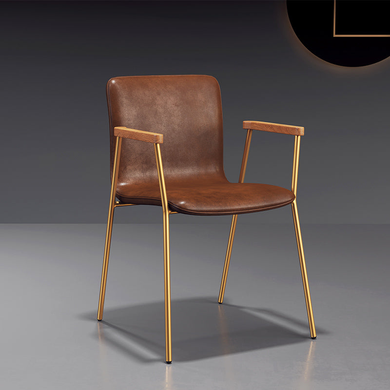 Fauteuil de salle à manger en cuir industriel, finition mate, chaise de salle à manger à dossier solide