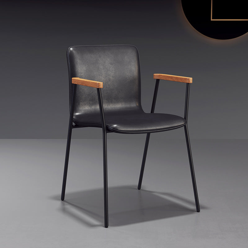Fauteuil de salle à manger en cuir industriel, finition mate, chaise de salle à manger à dossier solide