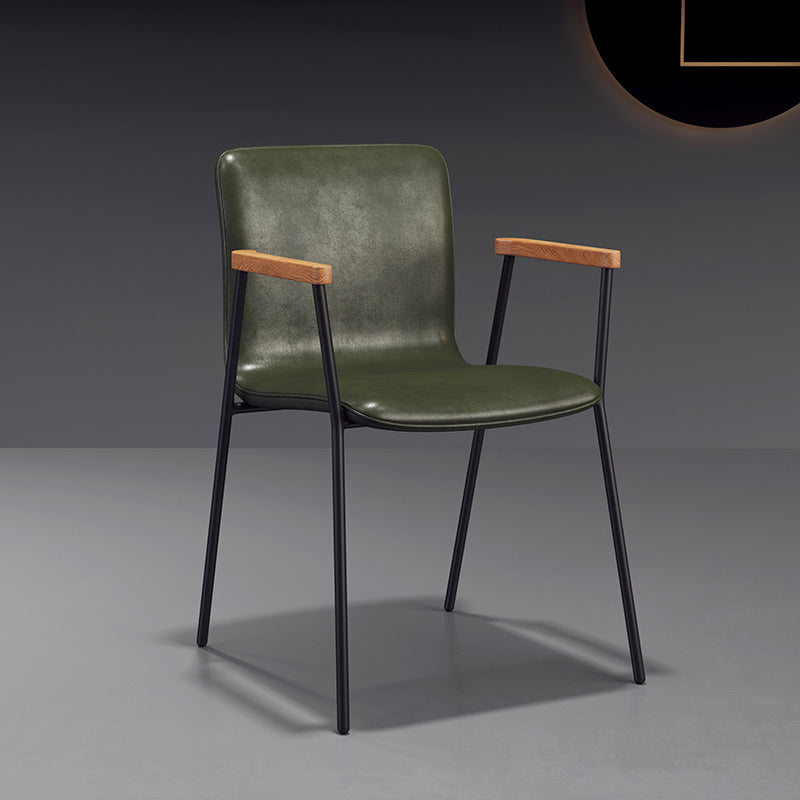Fauteuil de salle à manger en cuir industriel, finition mate, chaise de salle à manger à dossier solide