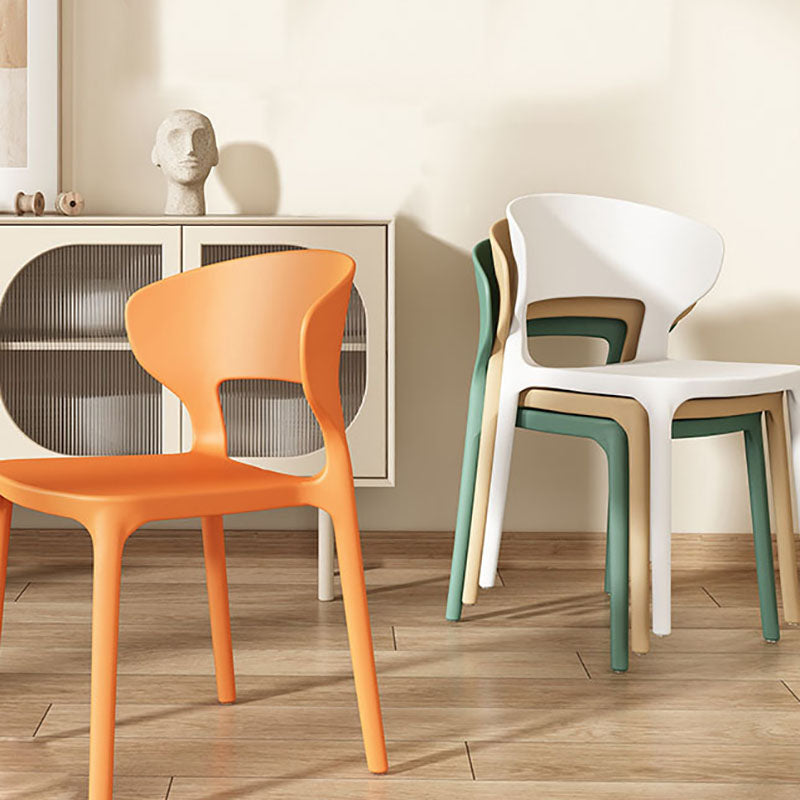 Sillas de comedor estilo Glam, silla lateral sin brazos de comedor de plástico para cocina