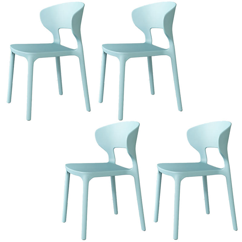 Sillas de comedor estilo Glam, silla lateral sin brazos de comedor de plástico para cocina