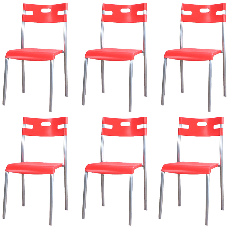 Minimalistischer Kunststoff -Essfutter Armless Stuhl Open Rücken stapelbare Essneitenstuhl