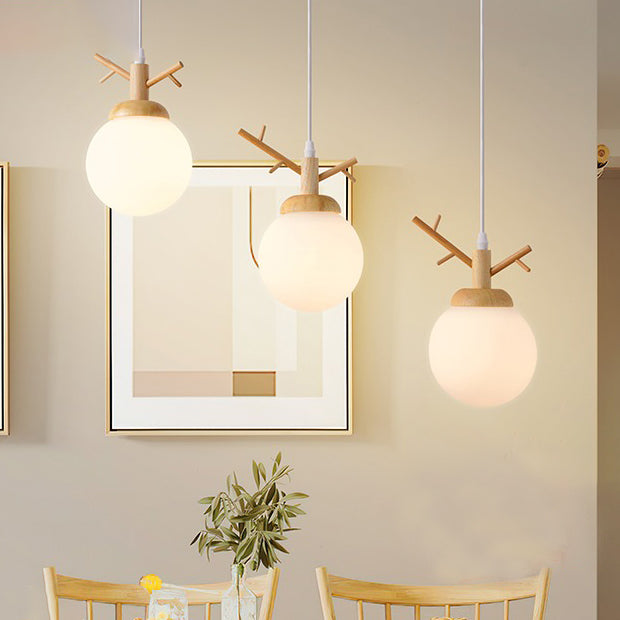 Globe Glass Hanging Lamp in moderne eenvoud houten hanglamp voor eetkamer