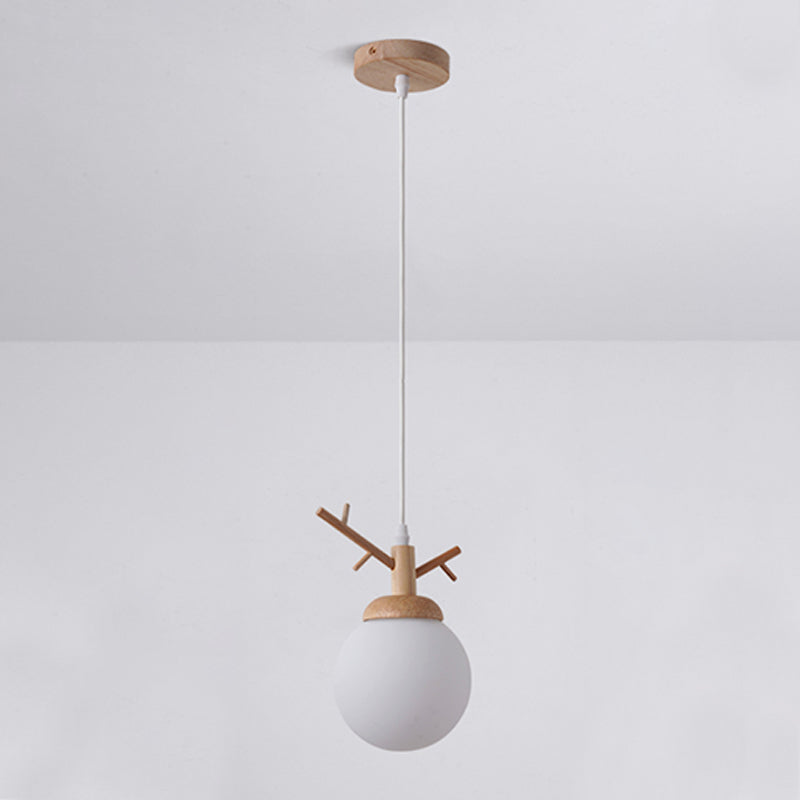 Globe Glass Hanging Lamp in moderne eenvoud houten hanglamp voor eetkamer