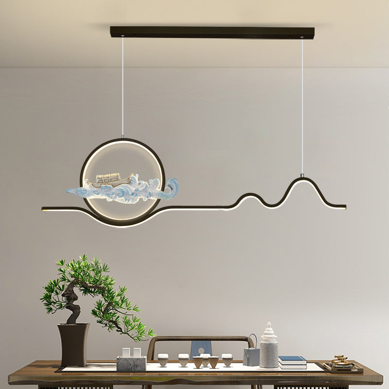 Linear Shape Island Lights Modern Style Metal 2 Light Pendant Lights