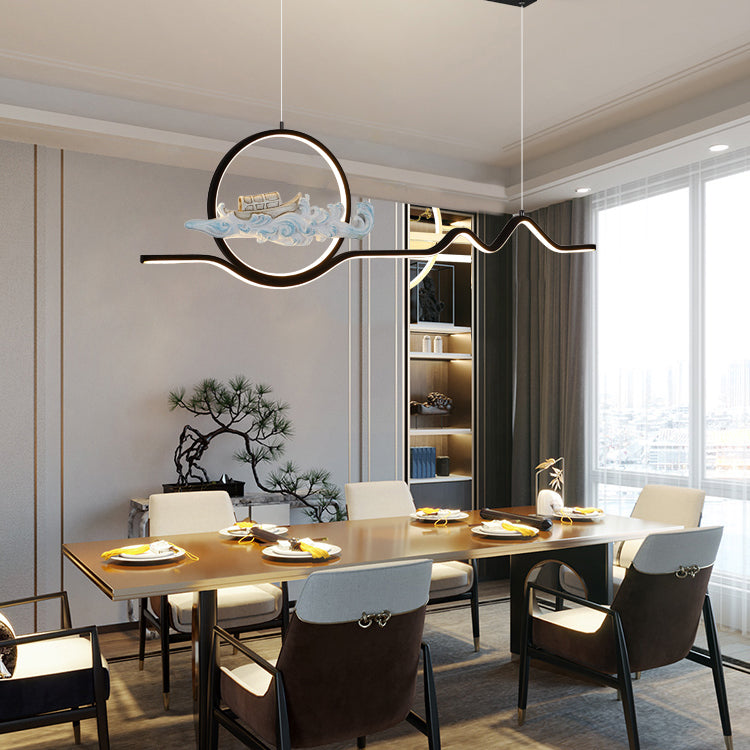 Linear Shape Island Lights Modern Style Metal 2 Light Pendant Lights