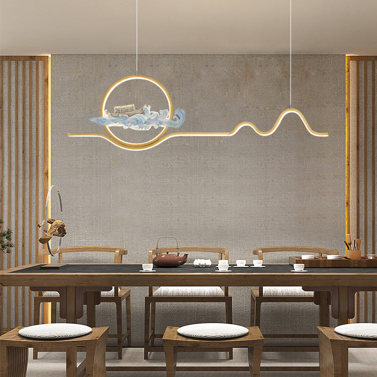 Linear Shape Island Lights Modern Style Metal 2 Light Pendant Lights