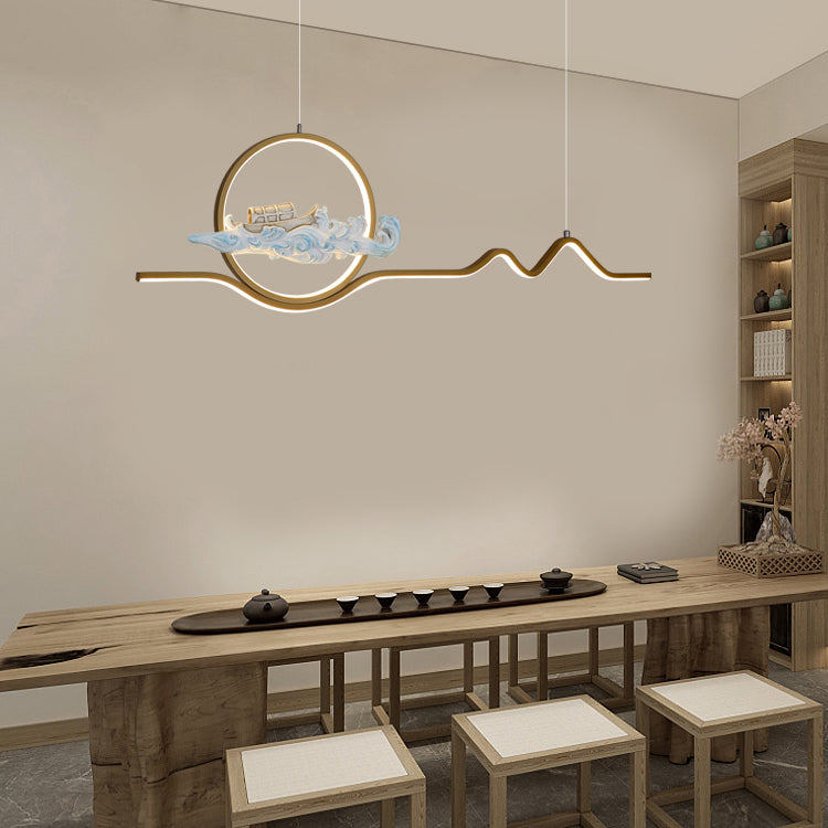 Linear Shape Island Lights Modern Style Metal 2 Light Pendant Lights